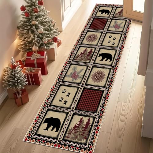 Jijliczc Retro Braunbär Dschungel Teppich Läufer rutschfest Waschbar 80x200 cm, Patchwork ländlich Flurteppich Küchenteppich Teppichläufer für Bettvorleger Wohnraum Flur Waschküche Jijliczc Retro Braunbär Dschungel Teppich Läufer rutschfest Waschbar 80x200 cm, Patchwork ländlich Flurteppich Küchenteppich Teppichläufer für Bettvorleger Wohnraum Flur Waschküche von Jijliczc
