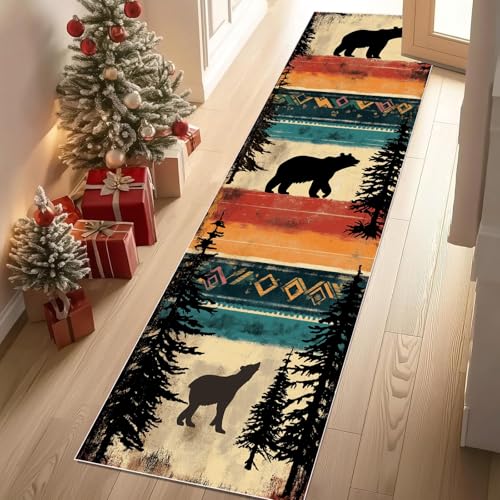 Jijliczc Retro Braunbär Thema Teppich Läufer Flur Tradition Ländlich Dschungel Teppichläufer Küchenläufer Carpet rutschfest Waschbar für Bettvorleger Flur Küche Waschküche 80x100 cm Jijliczc Retro Braunbär Thema Teppich Läufer Flur Tradition Ländlich Dschungel Teppichläufer Küchenläufer Carpet rutschfest Waschbar für Bettvorleger Flur Küche Waschküche 80x100 cm von Jijliczc