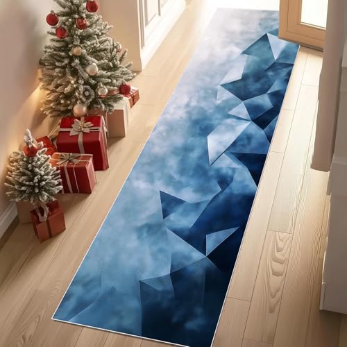 Jijliczc Retro Geometrie Dreieck Teppich Flur Läufer Stereo Kristall Drucken Teppichläufer Küchenläufer 80 X 250 cm Carpet rutschfest Waschbar für Bettvorleger Flur Küche Waschküche von Jijliczc