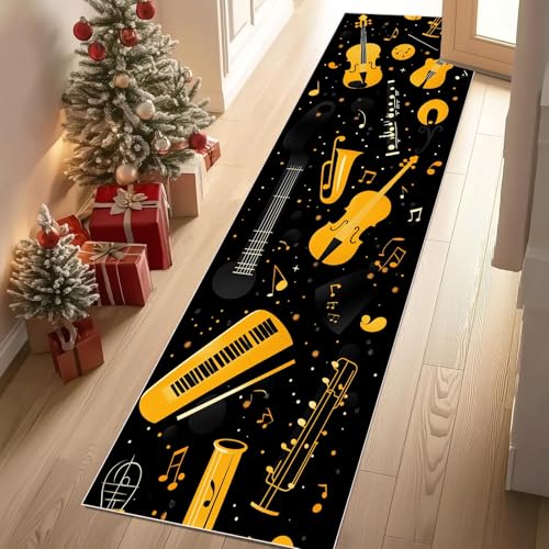 Jijliczc Retro Musikinstrumente Teppich Läufer 60x150 cm Musik Notiz Violine Teppiche rutschfest Waschbar Bettumrandung Schlafzimmer, Teppichläufer für Küche, Flur, Eingangsbereich Jijliczc Retro Musikinstrumente Teppich Läufer 60x150 cm Musik Notiz Violine Teppiche rutschfest Waschbar Bettumrandung Schlafzimmer, Teppichläufer für Küche, Flur, Eingangsbereich von Jijliczc