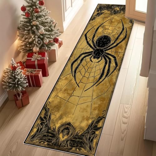 Jijliczc Retro Spinne Spinnennetz Teppichläufer rutschfest Waschbar 60x180 cm, Furcht Insekten Halloween Küchenteppich Flurteppich Teppich Läufer für Flur, Eingangsbereich, Küche, Wohnzimmer Jijliczc Retro Spinne Spinnennetz Teppichläufer rutschfest Waschbar 60x180 cm, Furcht Insekten Halloween Küchenteppich Flurteppich Teppich Läufer für Flur, Eingangsbereich, Küche, Wohnzimmer von Jijliczc