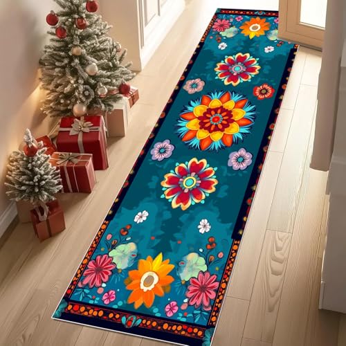Jijliczc Retro Tradition Blumenmuster Teppich Läufer Flur Farbe Blumen Anlage Teppichläufer Küchenläufer Carpet rutschfest Waschbar für Bettvorleger Flur Küche Waschküche 80x100 cm Jijliczc Retro Tradition Blumenmuster Teppich Läufer Flur Farbe Blumen Anlage Teppichläufer Küchenläufer Carpet rutschfest Waschbar für Bettvorleger Flur Küche Waschküche 80x100 cm von Jijliczc