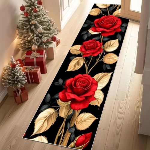 Jijliczc Romantisch Rosen Blumen Teppich Läufer Flur Blumenmuster Pflanzendrucke Teppichläufer Küchenläufer Carpet rutschfest Waschbar für Bettvorleger Flur Küche Waschküche 80x100 cm Jijliczc Romantisch Rosen Blumen Teppich Läufer Flur Blumenmuster Pflanzendrucke Teppichläufer Küchenläufer Carpet rutschfest Waschbar für Bettvorleger Flur Küche Waschküche 80x100 cm von Jijliczc