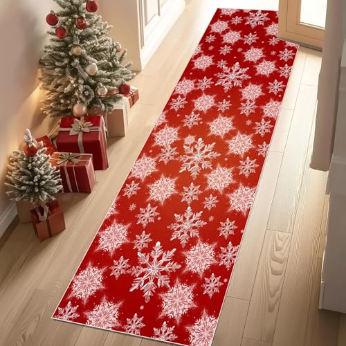 Jijliczc Schneeflocke Winter Teppich Flur Läufer Weihnachten Geometrie rot Teppichläufer Küchenläufer Carpet rutschfest Waschbar für Bettvorleger Flur Küche Waschküche 66x213 cm Jijliczc Schneeflocke Winter Teppich Flur Läufer Weihnachten Geometrie rot Teppichläufer Küchenläufer Carpet rutschfest Waschbar für Bettvorleger Flur Küche Waschküche 66x213 cm von Jijliczc