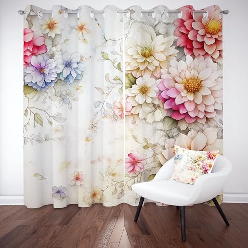 Jijliczc Verdunkelungsvorhänge mit Ösen Schönheit Blumen, Thermovorhang 2er Set Frühling Blumenmuster, Schalldämmende Vorhang Pflanzendrucke Blickdicht Wohnzimmer, Schlafzimmer H175xB140cm Jijliczc Verdunkelungsvorhänge mit Ösen Schönheit Blumen, Thermovorhang 2er Set Frühling Blumenmuster, Schalldämmende Vorhang Pflanzendrucke Blickdicht Wohnzimmer, Schlafzimmer H175xB140cm von Jijliczc