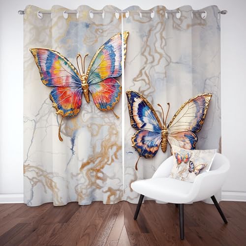 Jijliczc Verdunklungsvorhänge 3D Schönheit Schmetterling, Vorhänge Farbe Insekten Blickdicht 2er Set, Gardinen Ösen Marmoriert Drucken, Abdunkelnde Vorhänge Wohnzimmer Schlafzimmer H145xB140cm Jijliczc Verdunklungsvorhänge 3D Schönheit Schmetterling, Vorhänge Farbe Insekten Blickdicht 2er Set, Gardinen Ösen Marmoriert Drucken, Abdunkelnde Vorhänge Wohnzimmer Schlafzimmer H145xB140cm von Jijliczc