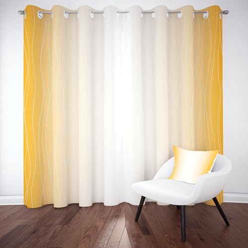 Jijliczc Verdunklungsvorhänge Modern Orange Weiß, Vorhänge Gradient Linien Muster Blickdicht 2er Set, Gardinen Ösen Einfachheit Stil, Abdunkelnde Vorhänge Wohnzimmer Schlafzimmer H145xB140cm von Jijliczc
