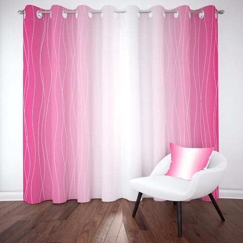 Jijliczc Verdunklungsvorhänge Modern Rot Weiß, Vorhänge Gradient Linien Muster Blickdicht 2er Set, Gardinen Ösen Einfachheit Stil, Abdunkelnde Vorhänge Wohnzimmer Schlafzimmer H145xB140cm von Jijliczc
