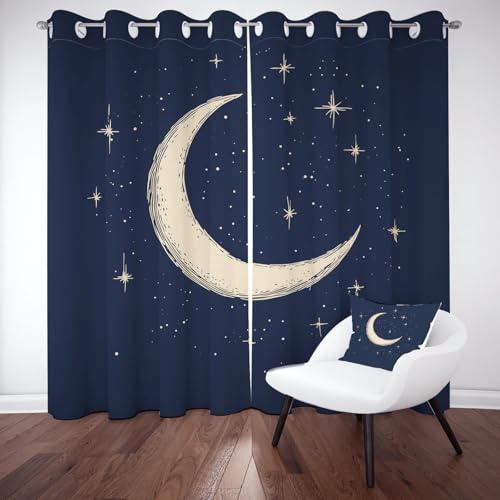 Jijliczc Vorhänge Blickdicht 2er Set Mond Sterne Blau Vorhang Wohnzimmer Karikatur Sternenhimmel Gardinen Ösen, Abdunkelnde Curtains für Kinderzimmer Schlafzimmer 145x140cm Jijliczc Vorhänge Blickdicht 2er Set Mond Sterne Blau Vorhang Wohnzimmer Karikatur Sternenhimmel Gardinen Ösen, Abdunkelnde Curtains für Kinderzimmer Schlafzimmer 145x140cm von Jijliczc