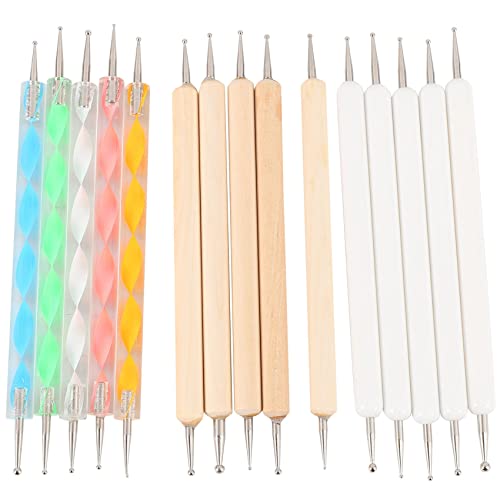 Jikoiuty 15 Stücke Verzierungs Werkzeug Set, Sphärisches Nadel Stift Präge Muster Ton Gravier Und Gravur Werkzeug Maniküre, Mandala Fels Malerei von Jikoiuty