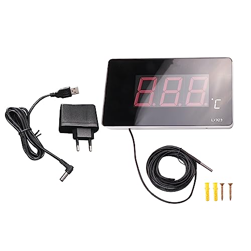 Jikoiuty Poolthermometer mit LED-Anzeige und Wasserdichtem Sondenthermometer für Wasserfischbecken AußEntemperaturmesser EU-Stecker von Jikoiuty