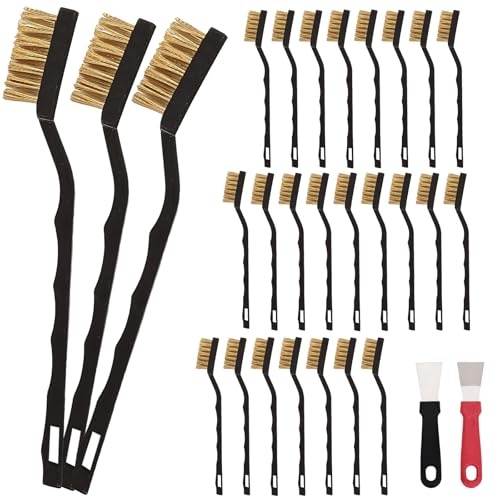 Jikvmis 24-teiliges Mini-Messingbürsten-Set, Messingbürste mit gebogenem Griff, Kratzbürste zur Reinigung von Schweißschlacke und Rost von Jikvmis