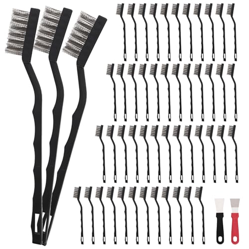Jikvmis 48-teiliges Mini-Edelstahl-Drahtbürsten-Set, Drahtbürste mit gebogenem Griff, Kratzbürste zur Reinigung von Schweißschlacke und Rost Jikvmis 48-teiliges Mini-Edelstahl-Drahtbürsten-Set, Drahtbürste mit gebogenem Griff, Kratzbürste zur Reinigung von Schweißschlacke und Rost von Jikvmis