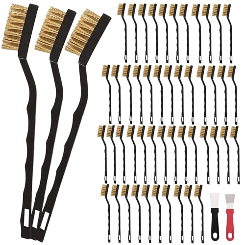 Jikvmis 48-teiliges Mini-Messingbürsten-Set, Messingbürste mit gebogenem Griff, Kratzbürste zur Reinigung von Schweißschlacke und Rost Jikvmis 48-teiliges Mini-Messingbürsten-Set, Messingbürste mit gebogenem Griff, Kratzbürste zur Reinigung von Schweißschlacke und Rost von Jikvmis