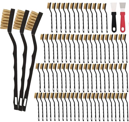 Jikvmis 80-teiliges Mini-Bürsten-Set aus reinem Messing und Kupferdraht, gebogener Griff, Mauerwerk, Kupferdrahtbürste zur Reinigung von Schweißschlacke und Rost Jikvmis 80-teiliges Mini-Bürsten-Set aus reinem Messing und Kupferdraht, gebogener Griff, Mauerwerk, Kupferdrahtbürste zur Reinigung von Schweißschlacke und Rost von Jikvmis