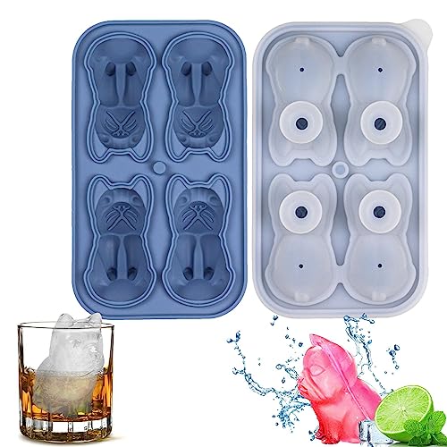 Bulldog-Eiswürfelform - Bulldogge-Getränketablett mit 4 Mulden | Lustiges, neuartiges Getränketablett in Bulldoggenform für Kaffee, Milch, Tee, gekühlte Getränke, Whiskey und Cocktails. Jildouf von Jildouf