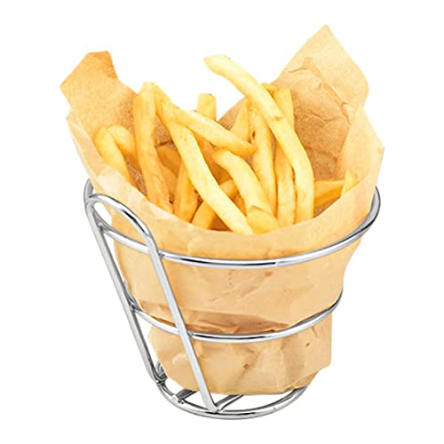Jildouf Pommes Frites Halter Korb, Edelstahl Pommes Frites Korb, Lebensmittelkegel wie Pommes Frites-Halter mit Ständer, keine Korrosion, Pommes Frites Korb zum Servieren von Snacks, Lebensmitteln, von Jildouf