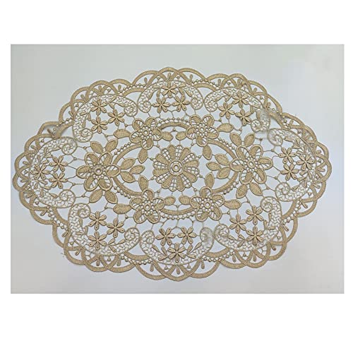 Jilibaba Spitzentischdeckchen Untersetzer Deckchen Oval Blumen Häkeln Bestickt Tischdecke für DIY Hochzeit Geschirr Dekoration Kissen 1 Stück von Jilibaba