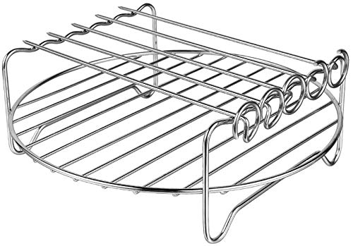 Air Fryer Rack-_HD9904/00 Doppellagiger Regal Spieß RackAir Friteuse Grill mit Spießen Zubehör Mehrzweck-Edelstahl Airfryer Grillrost (22cm) von Jilijia