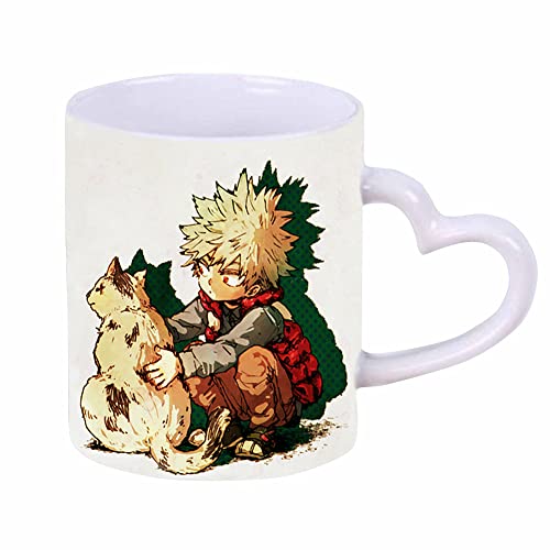 Jilijia Anime My Hero Academia Mark Tasse Herzförmiger Griff Kaffeetasse MHA Wärmewechsel Tasse, wärmeempfindliche Keramik Kaffeetassen Geschenke von Jilijia