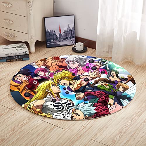 Anime Round Rug The Seven Deadly Sins: Wrath of the Gods Area Rugs Anti-Skid Cute Rug Rug Rug Round Rugs for Living Room Bedroom Kitchen von Jilijia