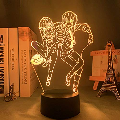Bungou Stray Dogs 3D Optical Illusion Lamp, Bungou Stray Dogs Figure Night Light for Kids, 7 Colours Changing Acrylic LED Night Light for Boys and Girls as on Birthdays or Holidays Gift von Jilijia