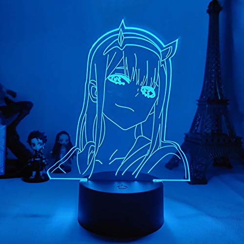 Darling in Franxx 3D Optische Illusion Lampe, Anime Figur Nachtlicht für Kinder, 7 Farbwechsel Acryl LED Nachtlicht für Jungen und Mädchen als Geburtstag oder Feiertage Geschenk von Jilijia