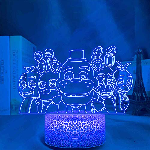 FNAF Actionfigur Modell Nachtlicht 3D Anime Tischlampe Schreibtischlampe, 7 Farben Touch-Fernbedienung Acryl flache ABS Basis von Jilijia