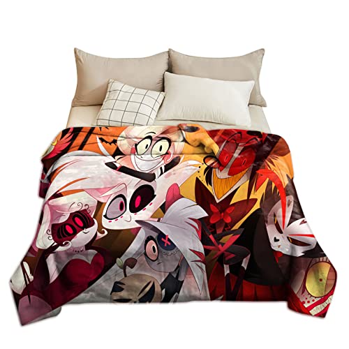 Hazbin Hotel Anime Decke Überwurf 3D Gedruckt Fleece Überwurf Reisedecke Super Weich Plüsch Überwurf Decke für Bett Couch Stuhl Winter Bettwäsche von Jilijia