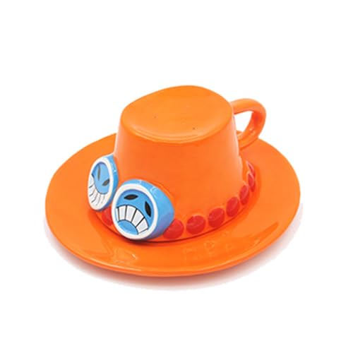 Jilijia Anime Mark Tasse Kaffeebecher Monkey D. Luffy/Portgas D. Ace Strohhut Stile Keramik Kaffee Tee Milch Tasse Büro Tasse Geschenk für Weihnachten Geburtstag von Jilijia