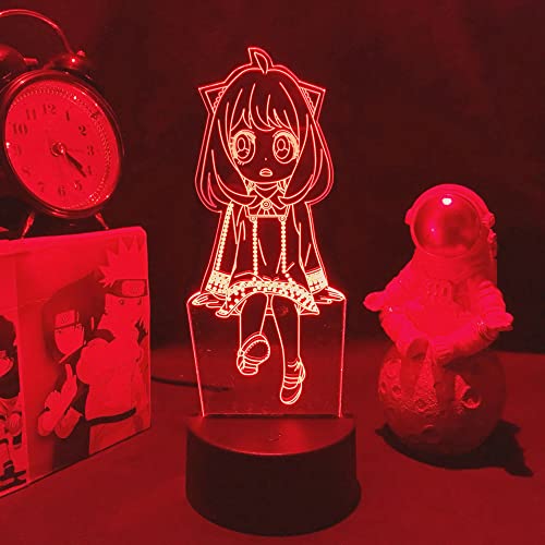 Jilijia Anya Forger Anime-Figur, Nachtlicht, 3D-Illusion, LED-Lampe, 16 Farben, LED-Lichter mit Touch-Schalter, Schreibtischlampe, Heimdekoration von Jilijia