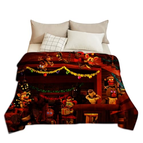 Jilijia FNAF Decke für fünf Nächte, weich, gemütlich, flauschig, warm, Überwurf, Nickerchendecke, Sicherheitsbruch, Bonnie Chica Springtrap, 3D-bedruckter Fleece-Überwurf, Flanelldecke von Jilijia