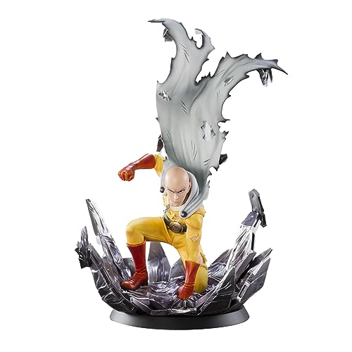 Jilijia One Punch Man Saitama Figure Manga Action Figure Saitama Statue PVC Model Doll Crouching Battle Scene Figuren Sculpture Ornaments Colllectible Gifts 24cm von Jilijia