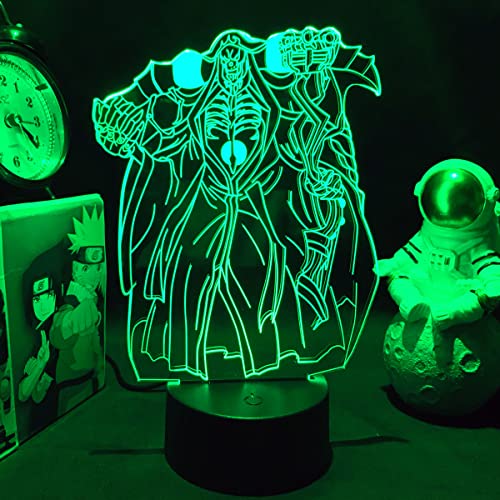 Jilijia Overlord 3D Illusion Lampe Nachttischlampe Ooal Gown/Albedo Ainz LED Nachtlicht Stimmungslampe Anime Tischlampe Schlaflampe Schlafzimmer Dekor von Jilijia