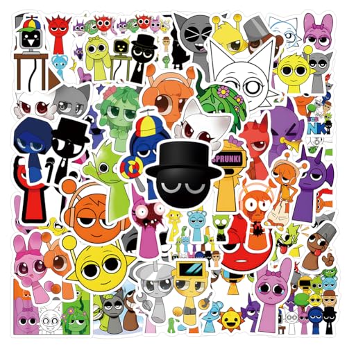 Jilijia Sprunki-Aufkleber, 55 Stück, Horror-Spiel, Cartoon-Style, Wasserfest, PVC-Papier, Aufkleber für Laptop, Koffer, Flasche & mehr, Multicolor Jilijia Sprunki-Aufkleber, 55 Stück, Horror-Spiel, Cartoon-Style, Wasserfest, PVC-Papier, Aufkleber für Laptop, Koffer, Flasche & mehr, Multicolor von Jilijia