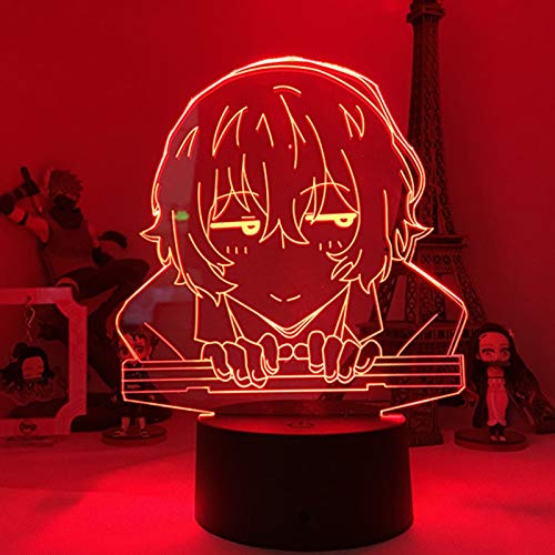 Kids Night Light Bungou Stray Dogs Anime Figure 3D Optical Illusion Lamp with Remote Control 7 Colors Changing Soccer Birthday Xmas Valentine's Day Gift Idea for Boys Girsl von Jilijia