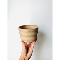 Immergrün Gewellt Handgemachter Übertopf - Keramik Befestigter Wasserteller Boho Funky Kleiner von JilliaCeramics