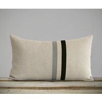 Gestreifte Lumbar Kissenbezug Mit Schwarzen Und Grauen Streifen Von Jillianrenedecor | 12 X 20 Moderne Wohnkultur - Maskuline Geschenk Für Ihn von JillianReneDecor