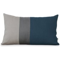 See Colorblock Kissenbezug Mit Stein Grau Streifen Und Natürliche Leinen Von Jillian Rene Dekor - Dunkel Petrol Herbst Dekorative Kissen Fw2015 von JillianReneDecor