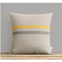 Squash Und Stein Grau Gestreiftes Leinen Kissenbezug - Herbst Home Decor Von Jillianrenedecor Gelbe Graue Kissen, Ocker | 16x16 Oder 12x20 Squash Und Stein Grau Gestreiftes Leinen Kissenbezug - Herbst Home Decor Von Jillianrenedecor Gelbe Graue Kissen, Ocker | 16x16 Oder 12x20 von JillianReneDecor