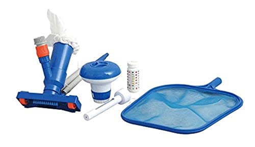 Jilong Pool-Reinigung Set C mit Poolstange Schwimmbad Kescher Bodensauger Chemikalien-Dosierer Thermometer 50 Teststreifen zur Poolpflege & Pflege der Wasserqualität von AVENLI
