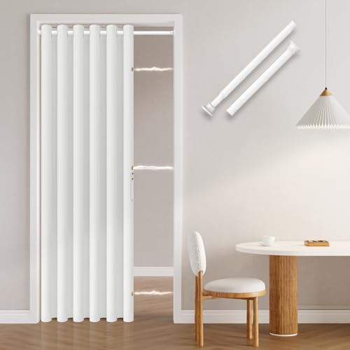 Jilron Türvorhang Ohne Bohren: Einfache Montage Mit Teleskopstange & Magnetischem Verschluss – Schutz Der Privatsphäre Im Raum (Weiß-H201 x B130 cm) von Jilron