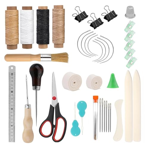 Jilskl 40 Piece Bookbinding Starter Tools, Bookbinding Set for Beginners, Sewing Tools for Leather, Binder Bookbinding Tools, Bookbinding Accessories Set, for DIY Bookbinding Crafts von Jilskl