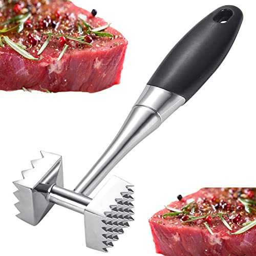 Jilskl Fleischklopfer,Schwer Belastbar Fleischhammer, Edelstahl Fleischklopfer Set, Doppelseitiger Schnitzelklopfer Manueller Steakhammer, Fleischhammer mit Rutschfestem Griff für Schnitzel,Steaks von Jilskl