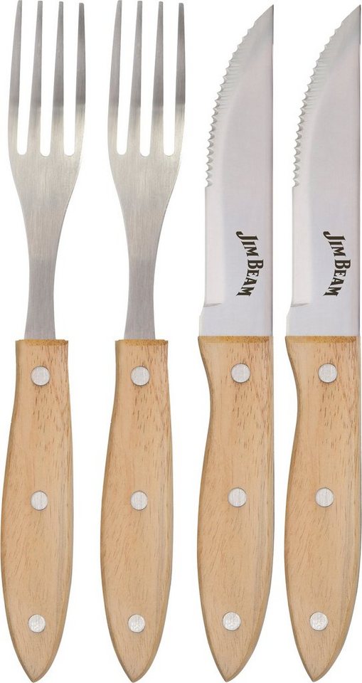 Jim Beam BBQ Steakbesteck Gabel & Messer (4-tlg), 2 Personen, Edelstahl, Set 4-tlg. von Jim Beam BBQ