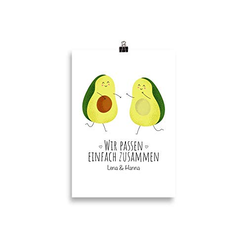 BFF Poster Avocados personalisierbar | Geschenk beste Freundin Kunstdruck mit Avocados | Freundinnen Geburtstagsgeschenk personalisiert von Jimbeels