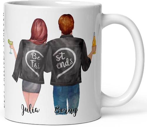 Jimbeels® BFF Personalisierbare Kaffeetasse | Beste Freunde Tasse anpassbar | Wunschname Kaffeebecher für Frauen und Männer | Individuelles Best Friends Geschenk (333 ml) von Jimbeels