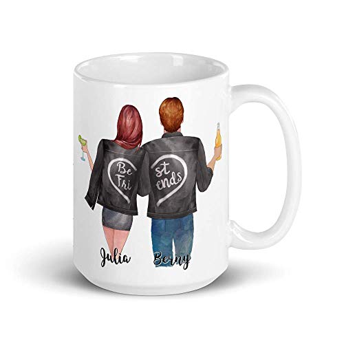 Jimbeels® BFF Personalisierbare Kaffeetasse | Beste Freunde Tasse anpassbar | Wunschname Kaffeebecher für Frauen und Männer | Individuelles Best Friends Geschenk von Jimbeels