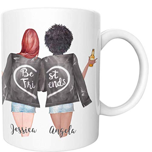 Jimbeels® BFF Personalisierbare Kaffeetasse | Beste Freundinnen Tasse anpassbar | Wunschname Kaffeebecher für Mädchen & Frauen | Individuelles Best Friends Geschenk von Jimbeels