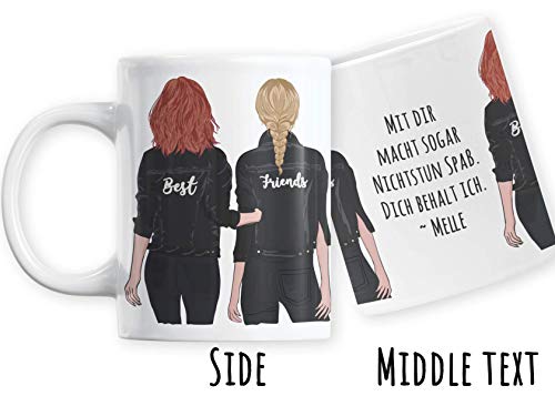 Jimbeels® BFF Personalisierbare Kaffeetasse | Beste Freundinnen Tasse anpassbar | Wunschname Kaffeebecher für Mädchen & Frauen | Individuelles Best Friends Geschenk von Jimbeels